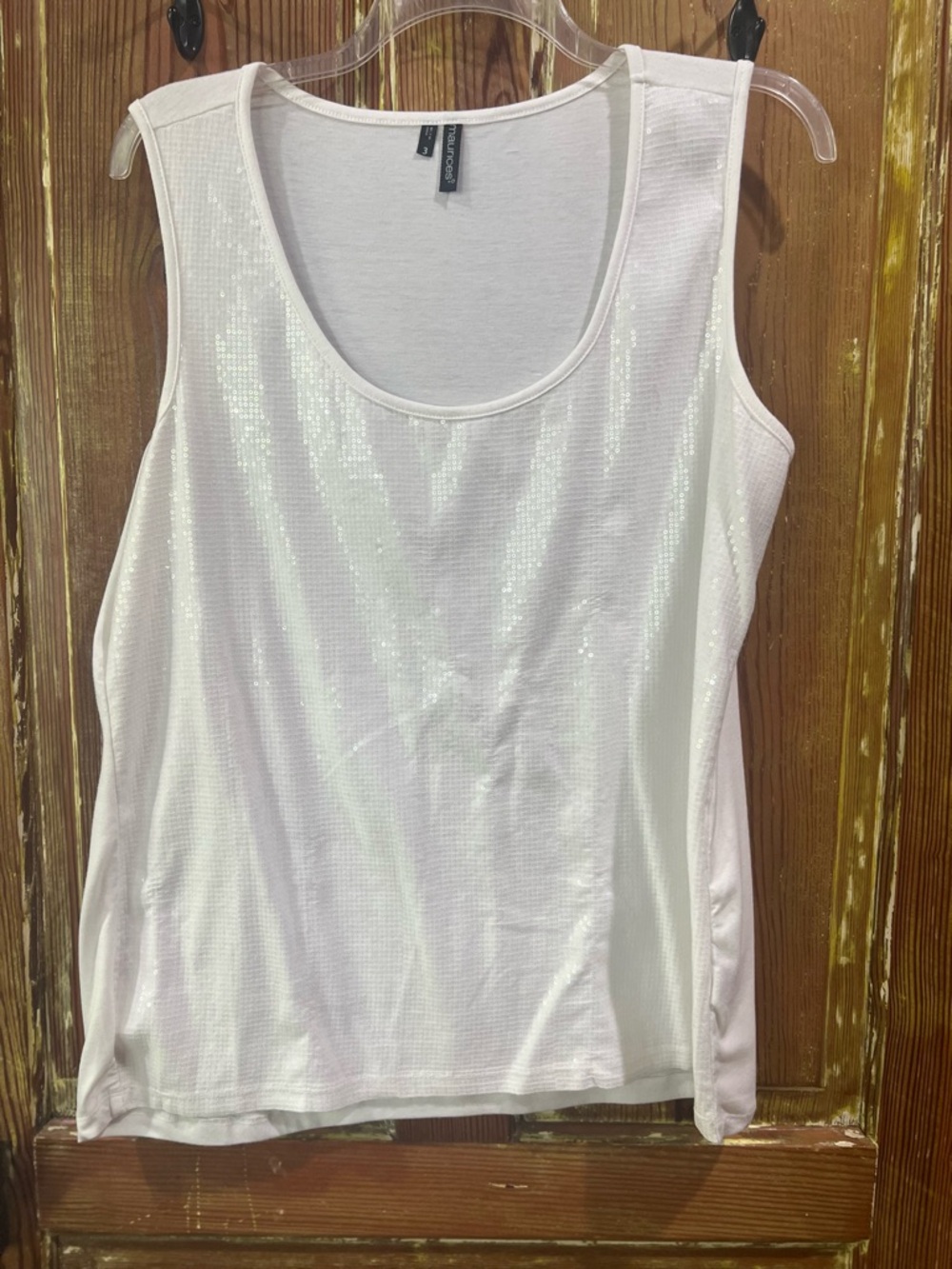 Maurices White Sequin Front Scoop Neck Tank
